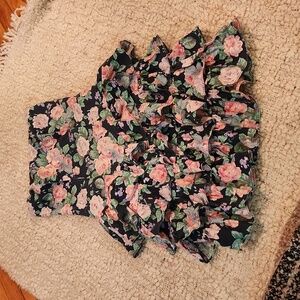 TWO ROADS vintage floral dress w tiered ruffled skirt sweetheart boned neckline